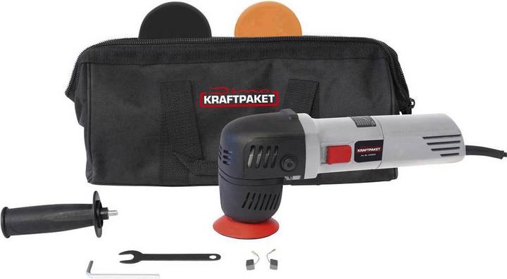 Verschliessbare Tasche · Stützteller 74 mm · Polierschwamm weich 75 mm · Polierschwamm mittel 75 mm · Wechselschlüssel · Innensechskantschlüssel · Poliermaschine · Stabgriff · Ersatzkohlen