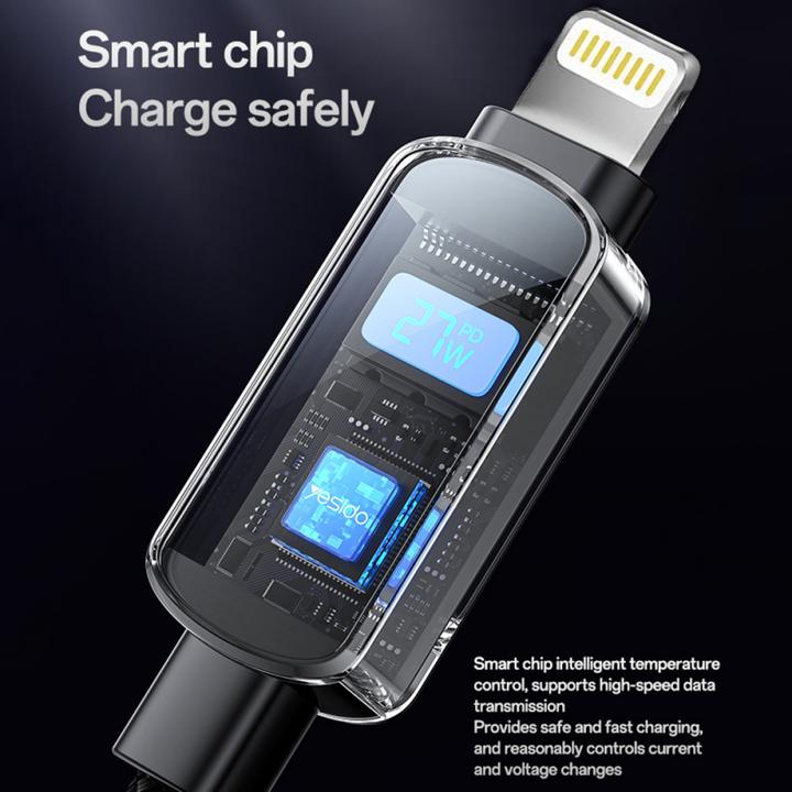 Produktbild Yesido USB-C to USB-C Cable CA180, 27W, 2.4A, 1.2m, Black (1.20 m, 27 W)