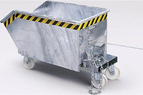 Actual product image eurokraft pro Tilting skip, low profile (E), capacity 2 m³, light blue. (2000 l)