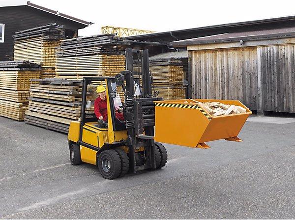 Actual product image eurokraft pro Tilting skip, low profile (E), capacity 2 m³, light blue. (2000 l)