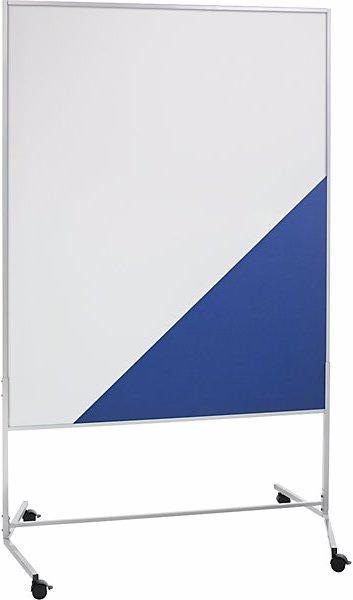 Actual product image eurokraft basic Mobile pinboard, fabric covering/whiteboard, WxH 1200 x 1500 mm, blue. (120 x 150 cm)