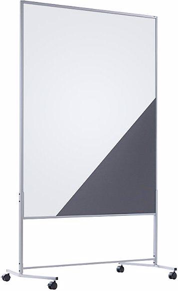 Actual product image eurokraft basic Mobile pinboard, fabric covering/whiteboard, WxH 1200 x 1500 mm, grey. (120 x 150 cm)