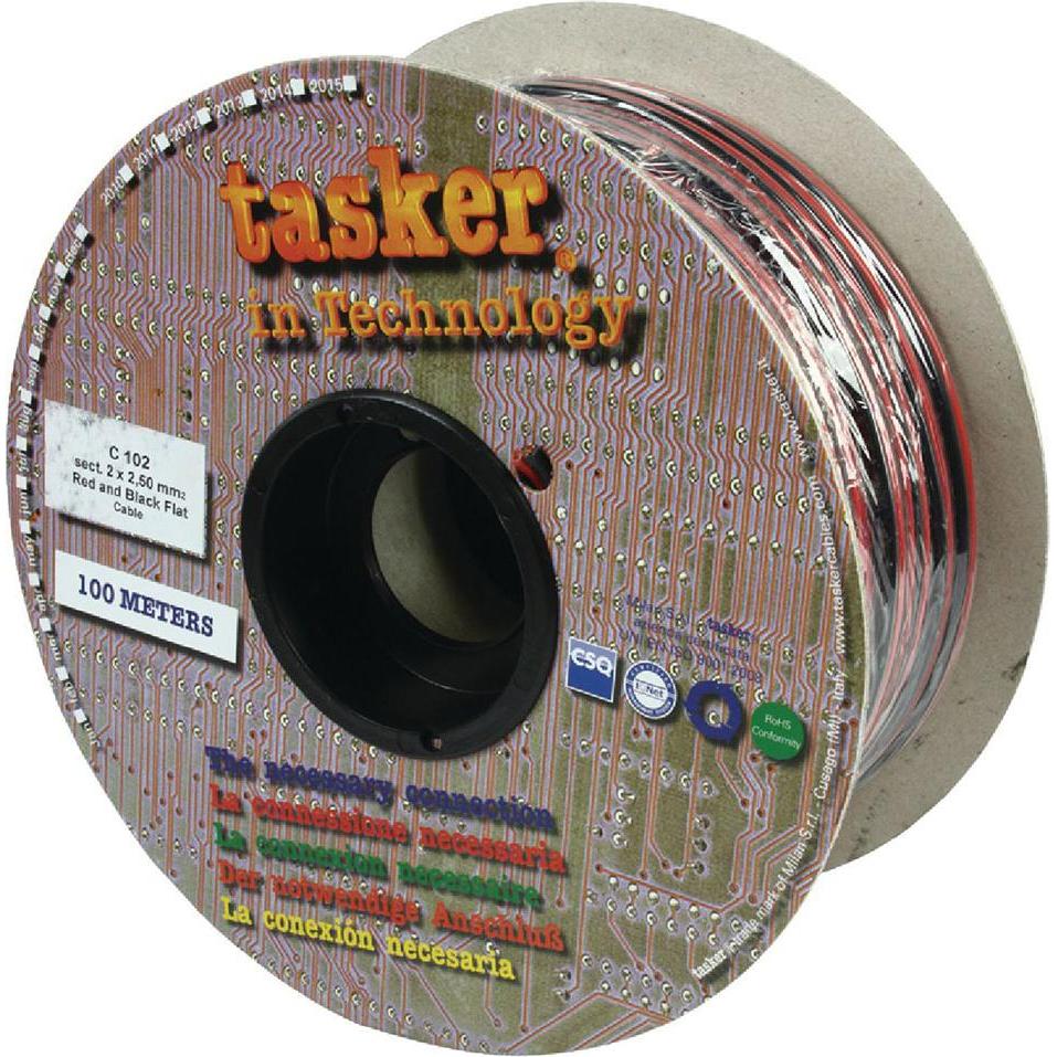 Tasker Cavo per altoparlanti in rotolo 2x 2,50 mm² 100 m nero/rosso (100 m, 2.50 mm².), Cavo per altoparlanti, Multicolore