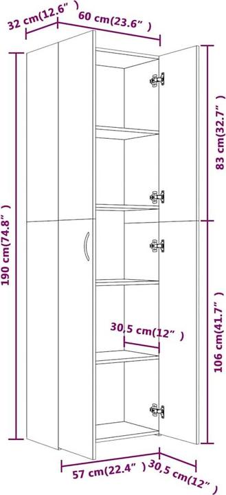 Actual product image VidaXL Cadeo (60 x 32 x 190 cm)