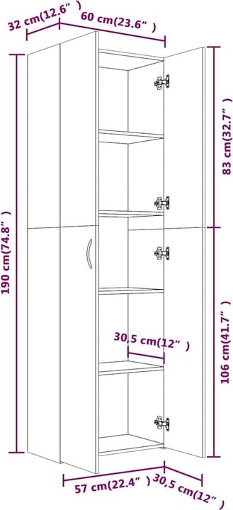 Immagine prodotto VidaXL Cadeo (60 x 32 x 190 cm)