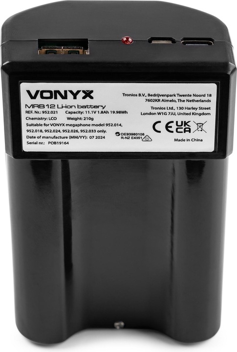 Actual product image Vonyx Akku Pack MRB12, Zubehörtyp Lautsprecher: Akku (Megaphone)
