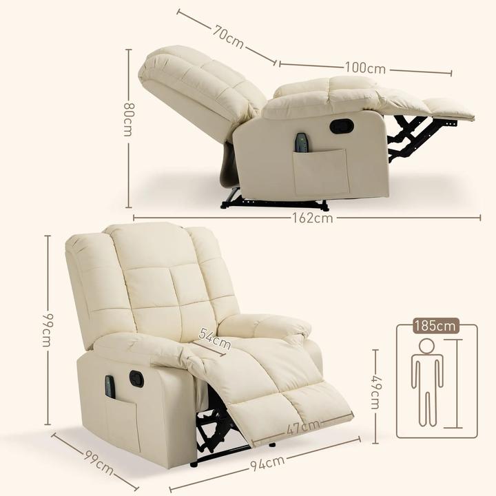 Image du produit Homcom Fauteuil de massage avec fonction de couchage et télécommande