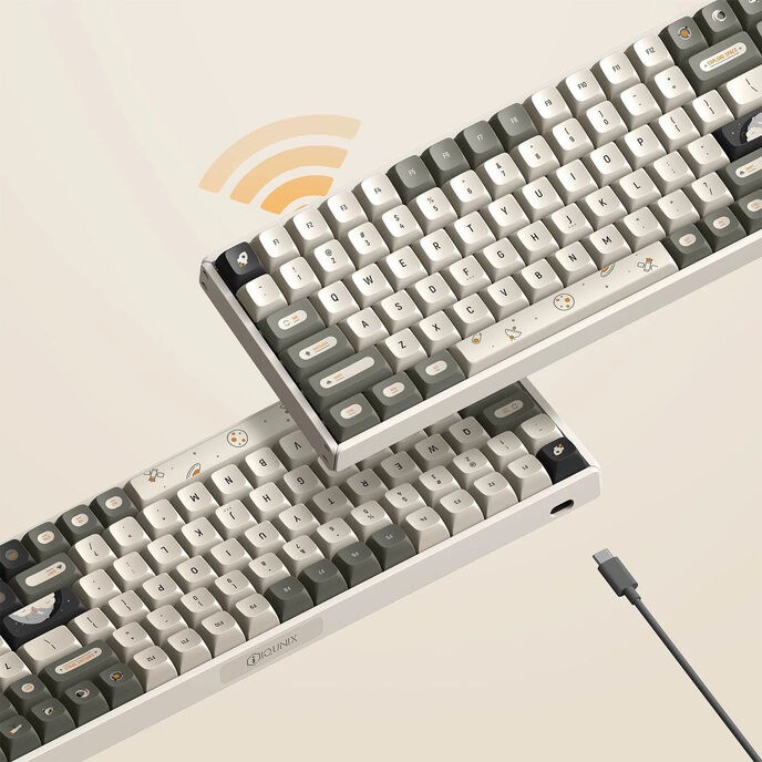 Productafbeelding Iqunix F97 Hitchhiker Draadloos Gaming Toetsenbord, RGB - Maansteen Schakelaars (NL, Draadloze)