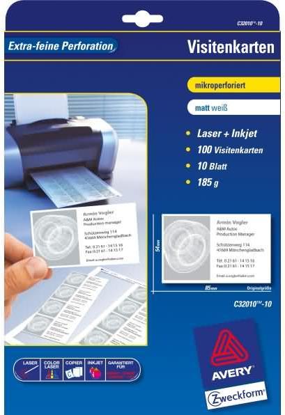 Actual product image Avery Classic (185 g/m², 10 x, A4)
