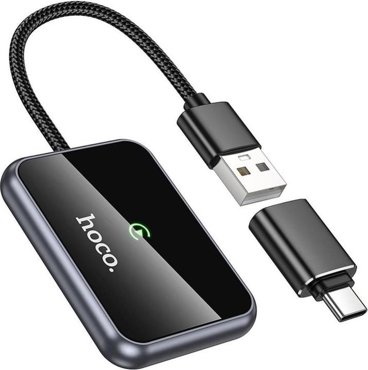 Actual product image Hoco Wireless headphones Wireless CarPlay adapter USB A / USB C HU1 black