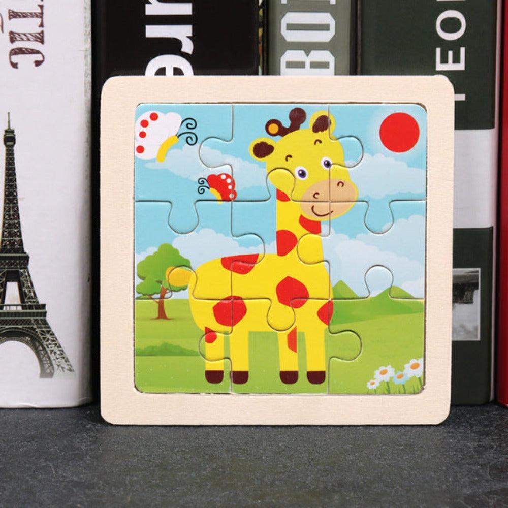 Tinisu Kinder Baby Holz Puzzle Cartoon Giraffe 9 Teile Puzzle