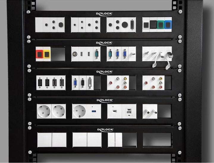 Produktbild Delock Easy 45 48,30cm (19") Patchpanel Ausschnitt 4 x 90,5 x 45,2 mm, 2 HE, schwarz