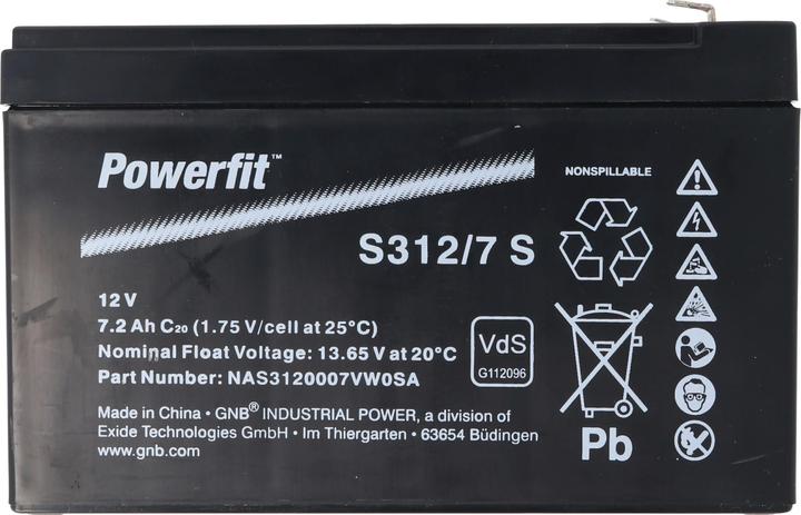 Produktbild Exide Powerfit S312/7 S Blei Akku, Anschluss 4,8, VDS Zulassung (12 V, 7.20 Ah)