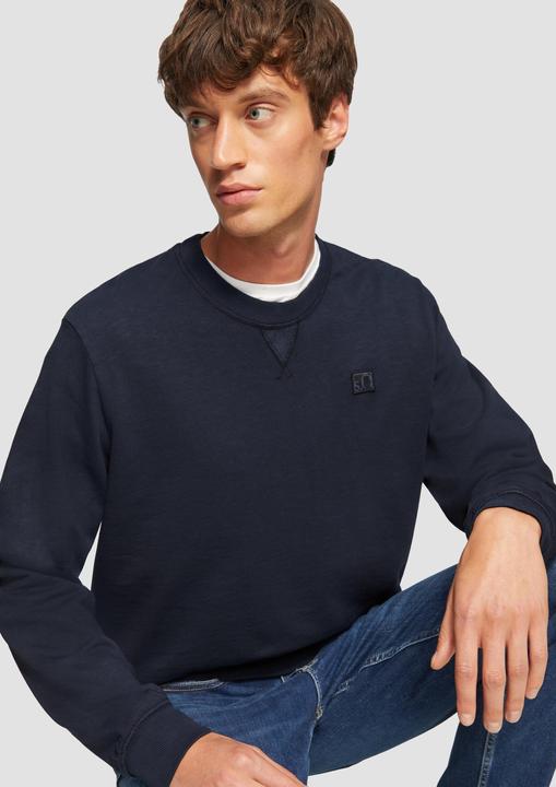 Produktbild s.Oliver Sweatshirt Sweatshirt mit Garment Dye und Logo-Detail (L, M)