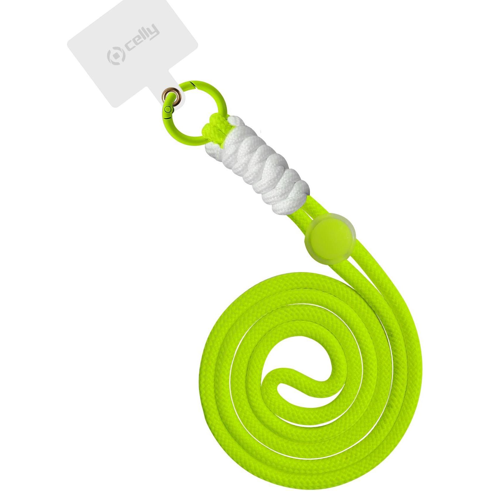 Celly Giallo/Verde Lacetnylylf Accessorio Per Smartphone E Telefoni Cellulari Gancio, Cordino Per Smartphone,