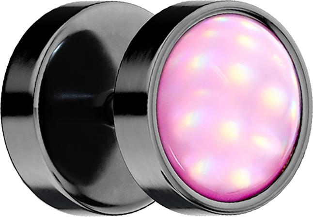 Immagine prodotto Star Piercing Fake Plug schwarz mit Opalite pink (senza ottone, Acciaio chirurgico 316L)
