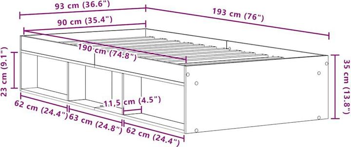Image du produit vidaXL Bettgestell (90 x 190 cm)