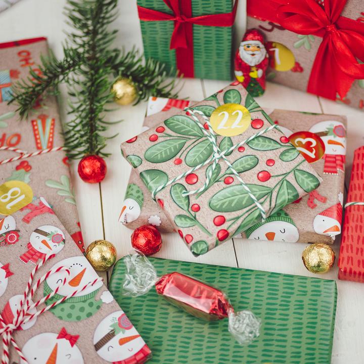 Image du produit Papierdrachen Geschenkpapier mit Zahlen 1-24