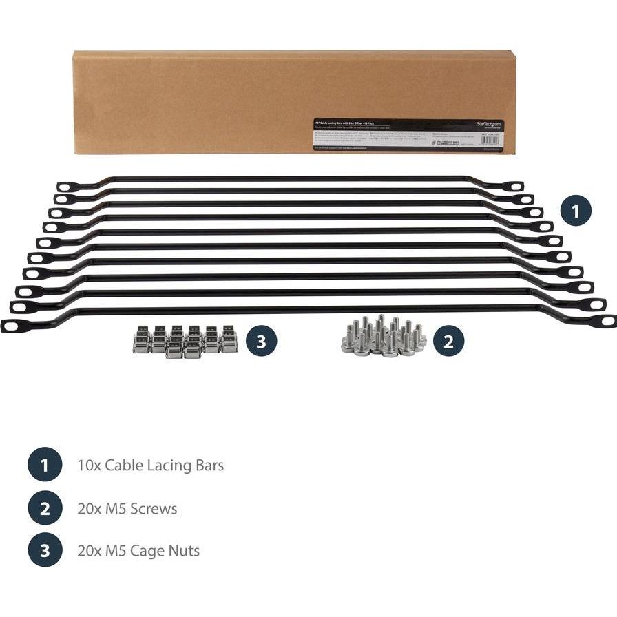 Thumbnail - StarTech Horizontale Kabelführung mit 5 cm Versatz für Racks - Kabelmanager - 10 Pack, Serverschrank Zubehör, Schwarz