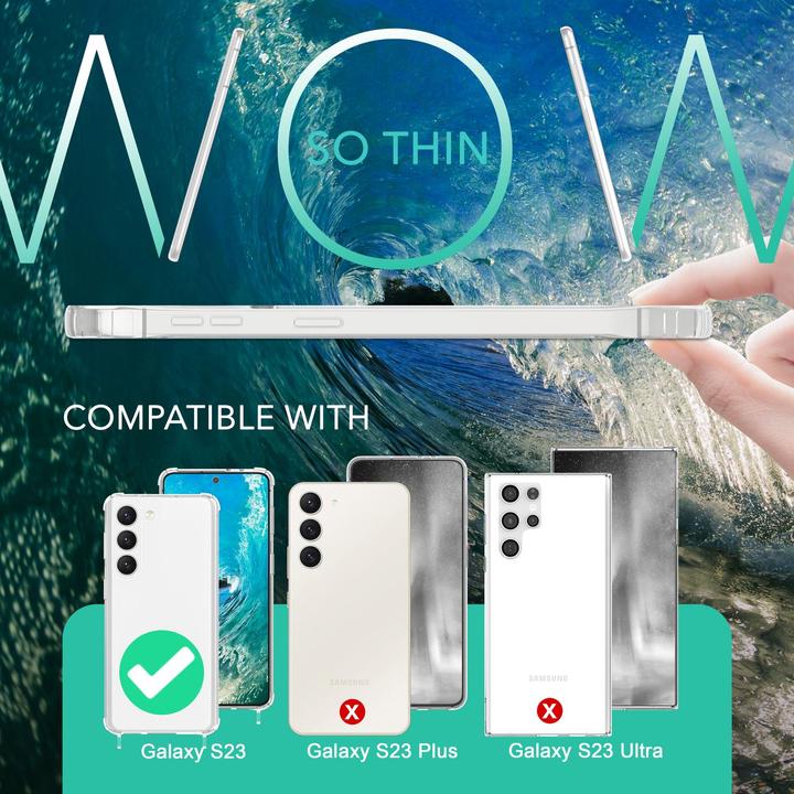 Actual product image Nalia Clear hybrid case with chain to hang around the neck