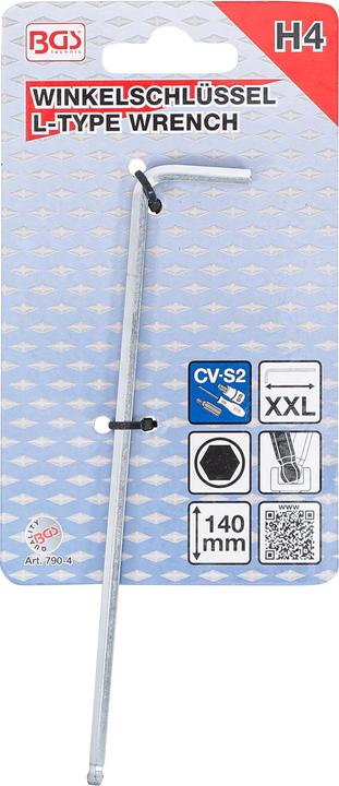 Productafbeelding BGS Hoeksleutel | extra lang | inbus / inbus met kogelkop 4 mm