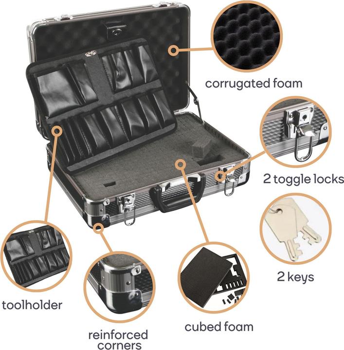 Actual product image Perel Tool box with rounded aluminum corners (1 Piece)