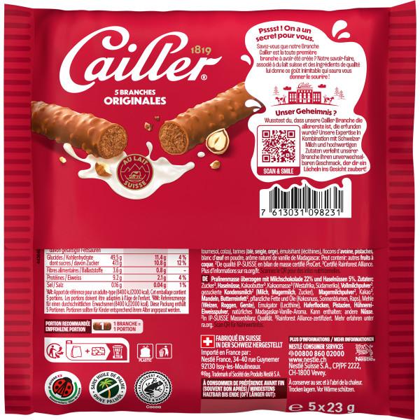 Actual product image Cailler Branches Milk Chocolate Bars L'Originale S 5 pieces (115 g)