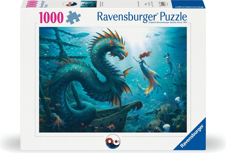 Ravensburger Puzzle 12001434 - Fondali incantati: drago, sirena e tartarughe - Puzzle da 1000 pezzi (1000 pezzi)
