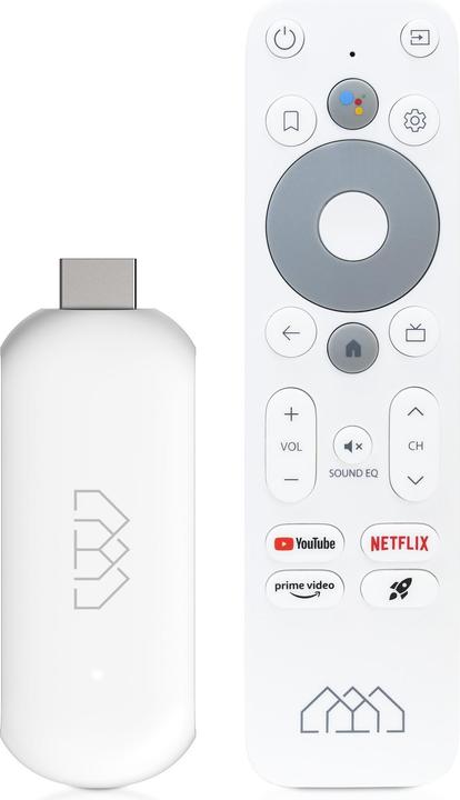 Actual product image Abcom Stick HD Android TV Media Player Stick White (Full HD, HDMI, 5GHz WiFi, Voice Remote Control (32 GB, Android 11)