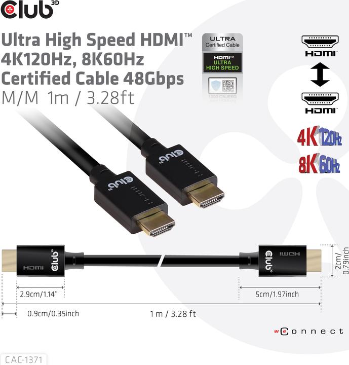 Produktbild Club 3D HDMI (Typ A) — HDMI (Typ A) (3 m, HDMI, 2.1)