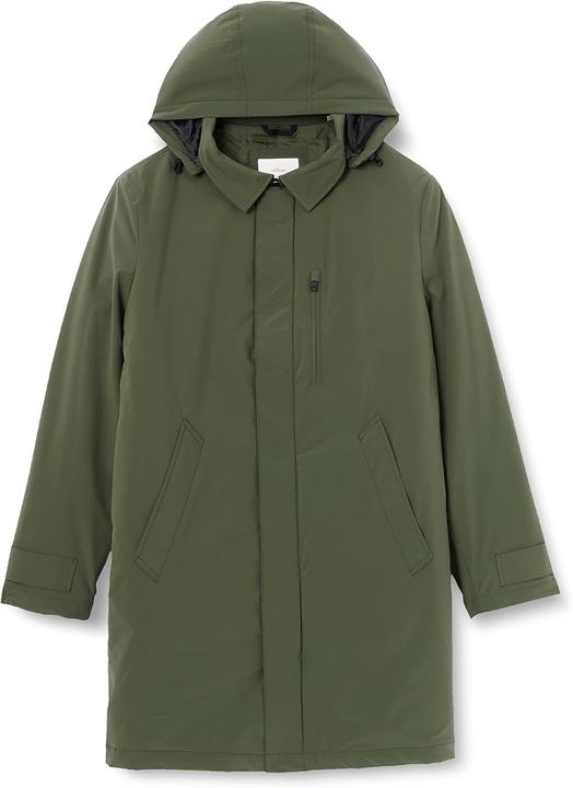 s.Oliver Men's Long Sleeve Coat with Collar, Comfortable Fit, Rounded Hem, Side Pockets