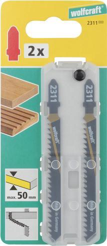 Produktbild wolfcraft 2 Stichsägeblätter HCS L=100mm T-Schaft