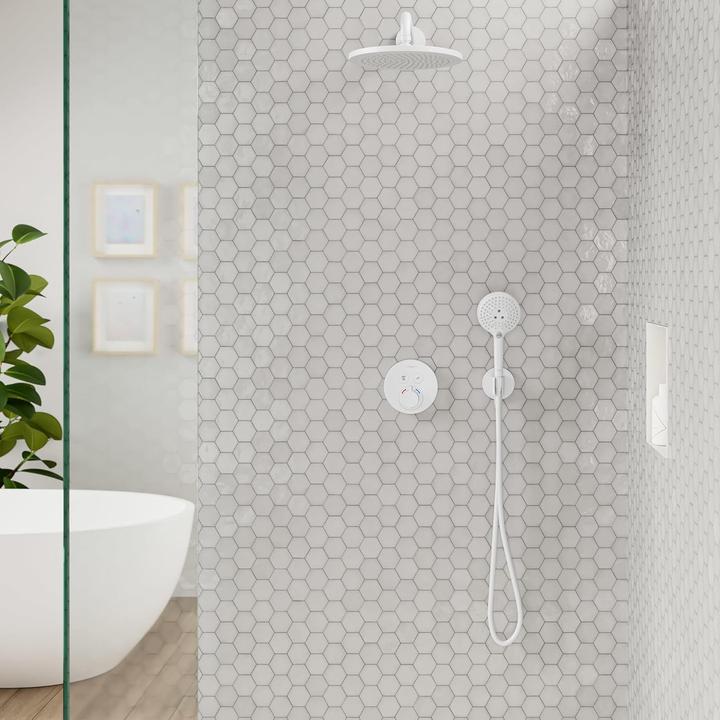 Actual product image hansgrohe HG wall connection FixFit S with shower holder matt white