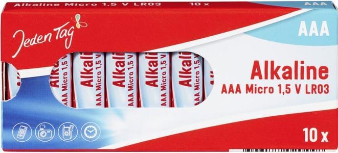 Produktbild Jeden Tag Alkaline Batterien - AAA Micro - 1,5V - LR03 - 10 Stück (10 Stk., AAA)