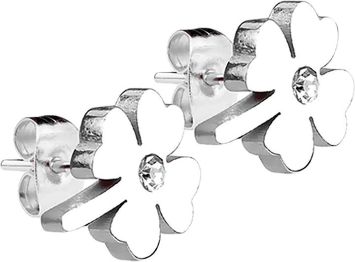 Immagine prodotto Star Piercing Orecchio perno quadrifoglio argento con cristallo argento (senza ottone, Acciaio chirurgico 316L)