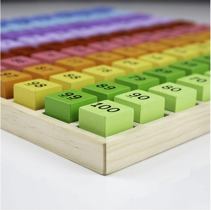 Produktbild Bigjigs Zahlenblöcke aus Holz in einem quadratischen Brett, 100St.