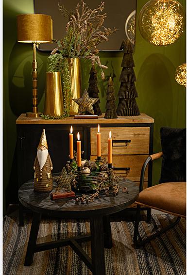 Produktbild G. Wurm Nikolaus mit LED aus Keramik braun, gold (B/H/T) 11x36x10cm