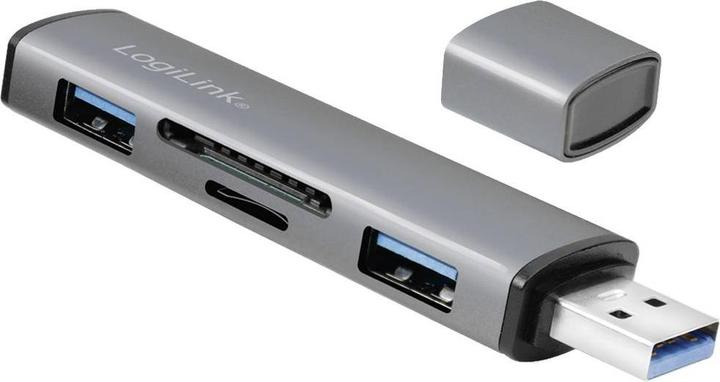 Produktbild LogiLink Cardreader USB 3.2 Hub 2-port grey (USB-A, 4 Ports)