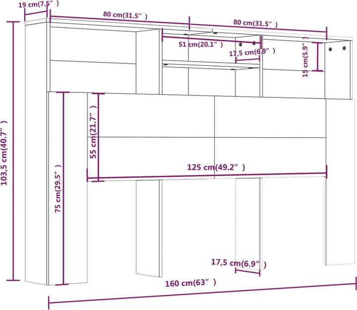 Actual product image vidaXL Tullio (160 x 19 x 103.5 cm)