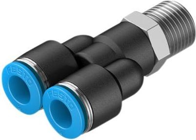 Produktbild Festo Y-Verschraubung, Druckluft, Messing, 49.3mm, R1/4″, Gewindestift (Verschlusskappe)