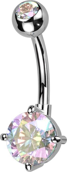 Immagine prodotto Star Piercing Banana d'argento con sfera di cristallo d'argento multicolore e grande cristallo rotondo multicolore (Titanio, Ottone)