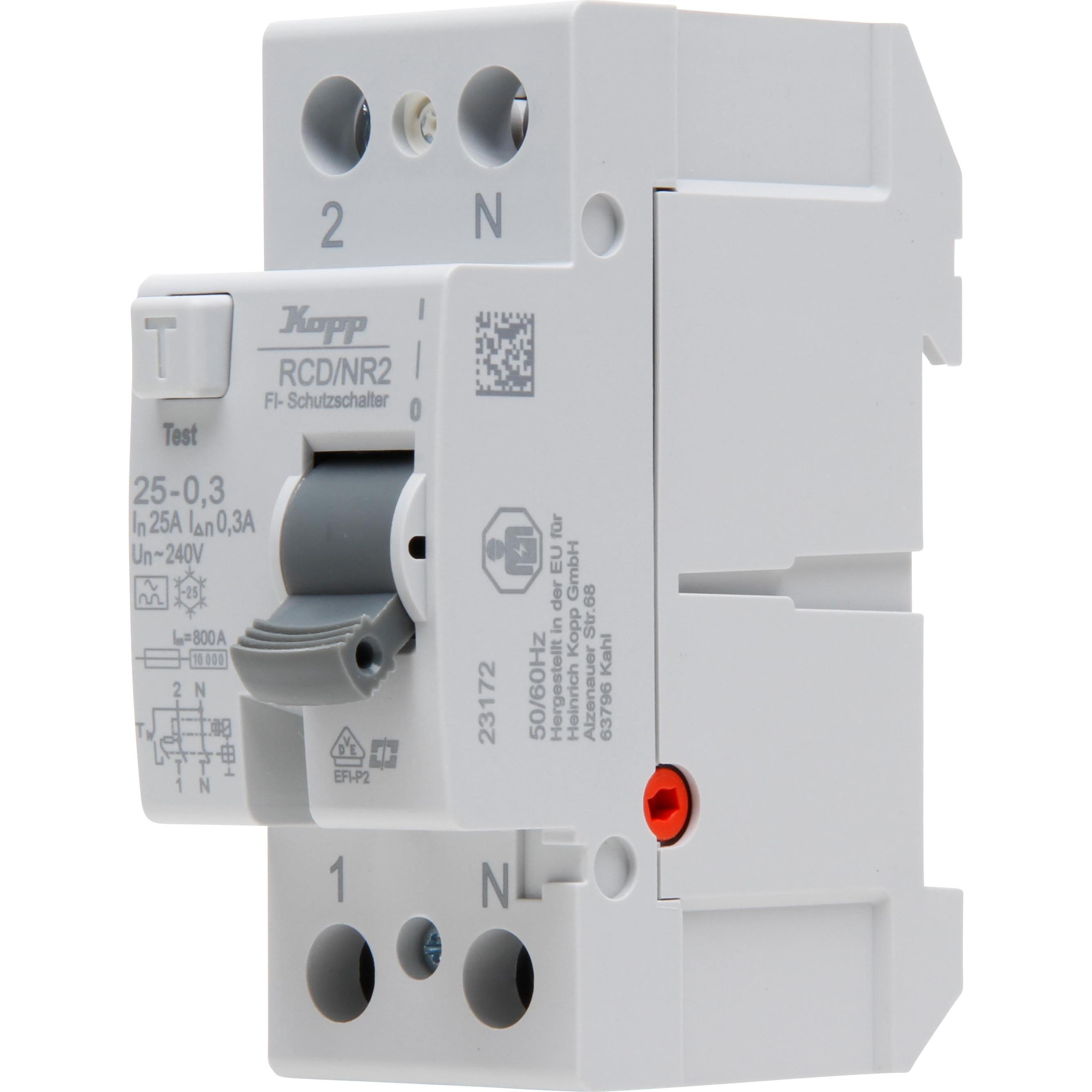 Kopp, Interruttore, Fehlerstromschutzschalter, 25A, 2-polig, Typ A, 30 mA