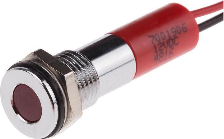 Produktbild RS PRO 8mm flush satin chr LED wires, red 12Vdc