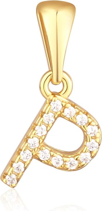 JVD Gold-plated pendant with zircons letter "P" SVLP0948XH2BIGP