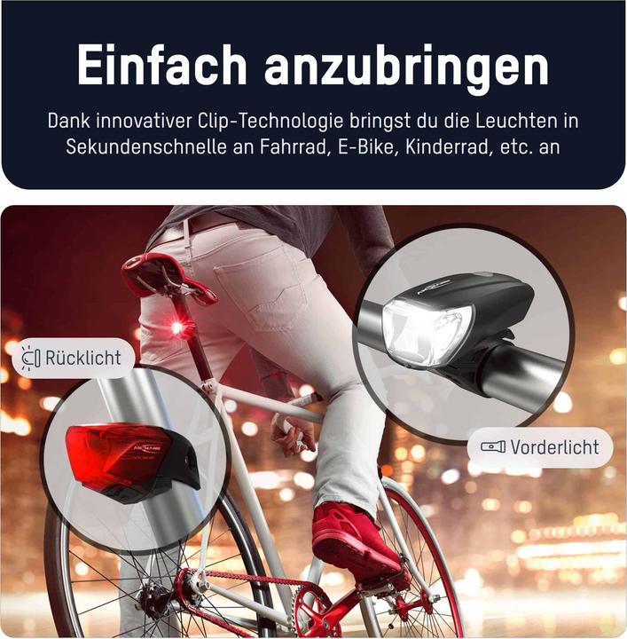 Produktbild Ansmann Fahrradbeleuchtung Fahrradlicht Set Akku Front und Rücklicht (170 lm, 170 lm)