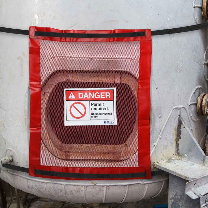 Actual product image Brady Lockable manhole covers, PVC-coated polyester, red, narrow space - XL (1 pcs.)