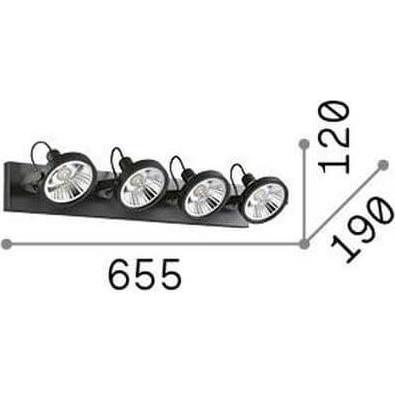 Thumbnail - Ideal lux, Wandleuchte + Deckenleuchte, GLIM GU10 Deckenleuchte 4x dimmbar Schwarz warmweiss 200255 (950 lm, GU10)