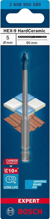 Image du produit Bosch Professional Zubehör Foret Expert HEX-9 HardCeramic, 5 x 90 mm (5 millimètres)