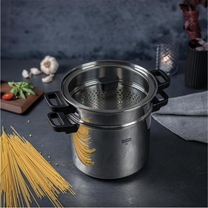 Produktbild Kuhn Rikon Locarno Teigwarentopf mit Einsatz 6.5 L · Ø 22 cm (22 cm, Kochtopf, Edelstahl)