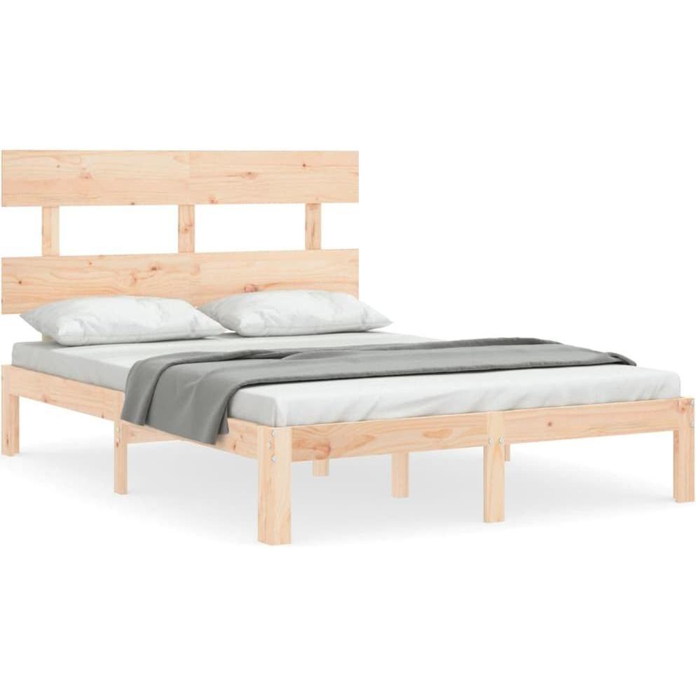 VidaXL, Bett, Massivholzbett mit Kopfteil 140x190 cm (140 x 190 cm)